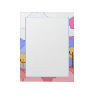 Whimsical Mountains Bordered Notepad