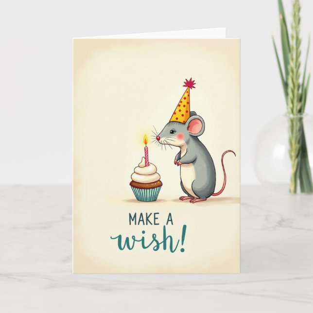 Whimsical Mouse Cupcake Card (Front)