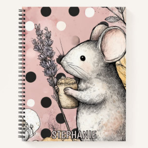 Whimsical Mouse Floral Watercolor Art Notebook