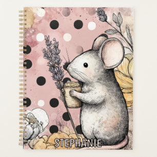 Whimsical Mouse Floral Watercolor Art Planner