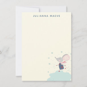 Whimsical Mouse Ice Skater Holiday Personalised Card