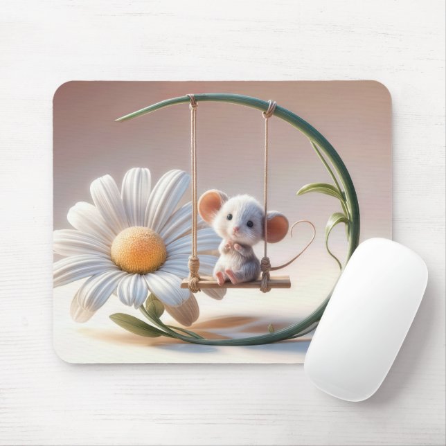 Whimsical Mouse On a Daisy Swing Pad (With Mouse)
