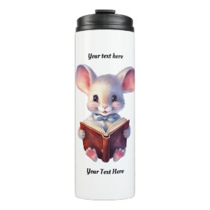 Whimsical Mouse reading book Thermal Tumbler