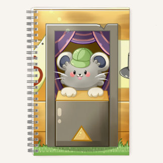 Whimsical Mouse Vendor – Cute Hat Booth Character  Notebook