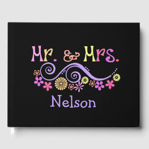 Whimsical Mr. and Mrs. Wedding Guest Book