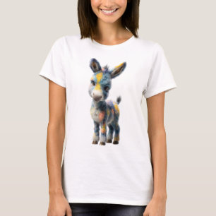 Whimsical Multi Colour Spotted Donkey Women T-Shirt