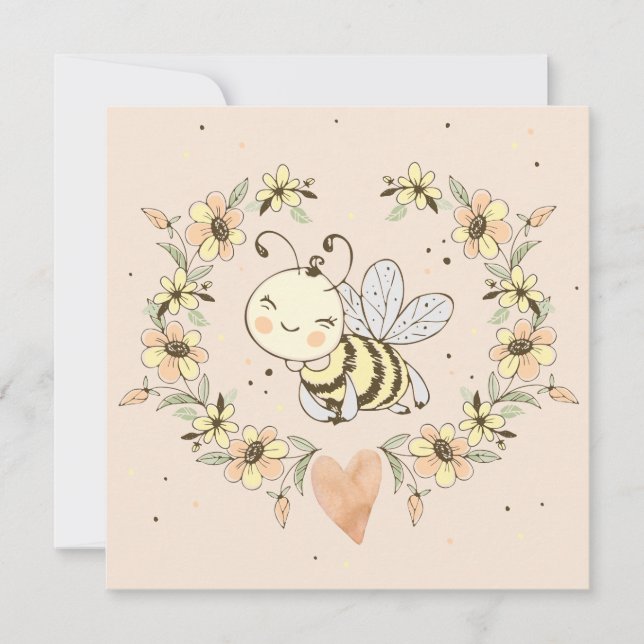 Whimsical Mummy To Bee Baby Shower Invitation (Front)