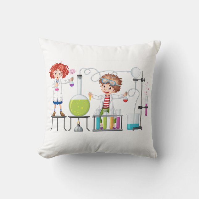 Whimsical Muppet Science Pillow: A Playful Blend  Cushion (Front)
