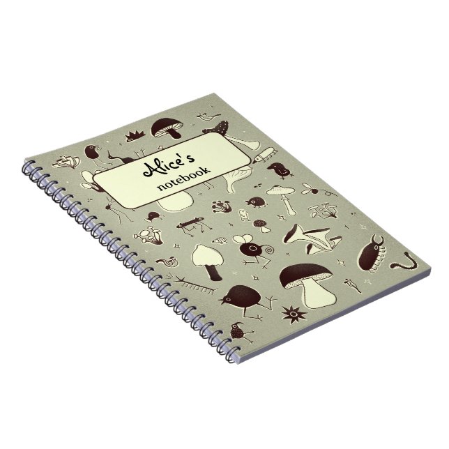 Whimsical Mushroom and Forest Creatures Notebook (Right Side)