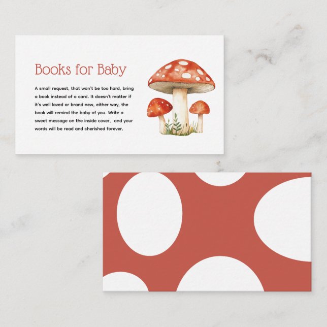 Whimsical Mushroom Baby Shower Books for Baby Enclosure Card (Front/Back)