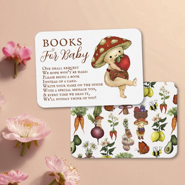 Whimsical Mushroom Books for Baby Shower Request Enclosure Card (Creator Uploaded)
