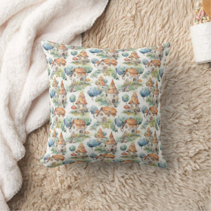 Whimsical Mushroom Cottage Pattern (11) Cushion