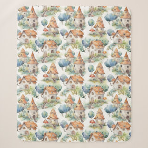 Whimsical Mushroom Cottage Pattern (11) Sherpa Blanket