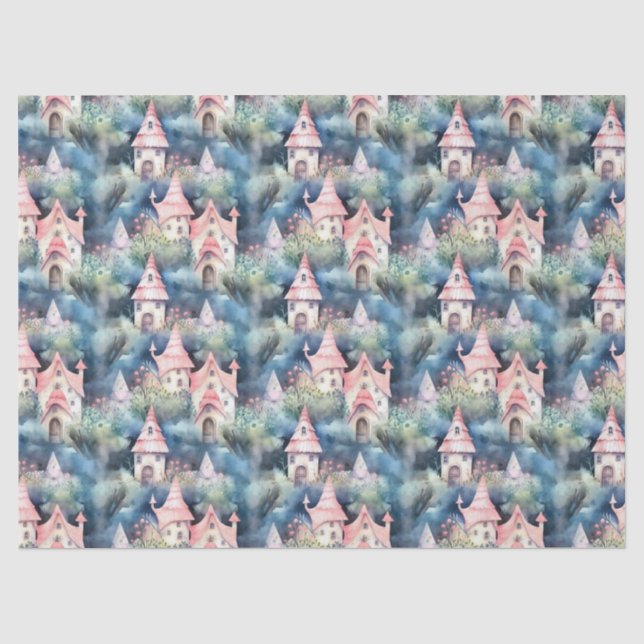 Whimsical Mushroom Cottage Pattern (8) Tissue Paper (Front)