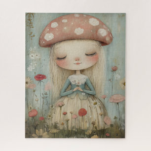 Whimsical Mushroom Fairy in a Wildflower Meadow  Jigsaw Puzzle