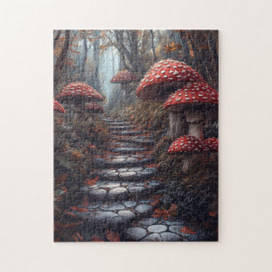 Whimsical Mushroom Forest Pathway Jigsaw Puzzle
