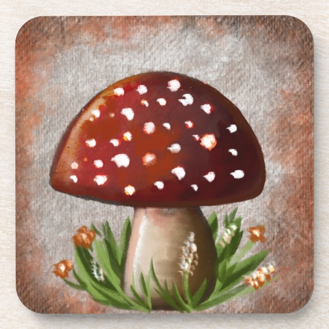 Whimsical Mushroom & Fungi Motif – Nature-Inspired Coaster (Front)