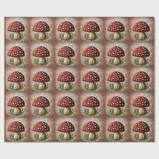 Whimsical Mushroom & Fungi Motif – Nature-Inspired Wrapping Paper (Flat)