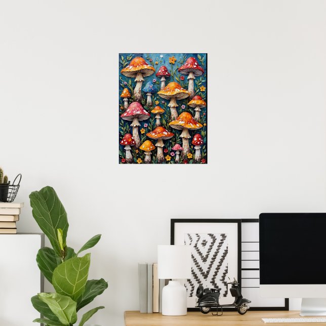Whimsical Mushroom Garden Poster (Home Office)