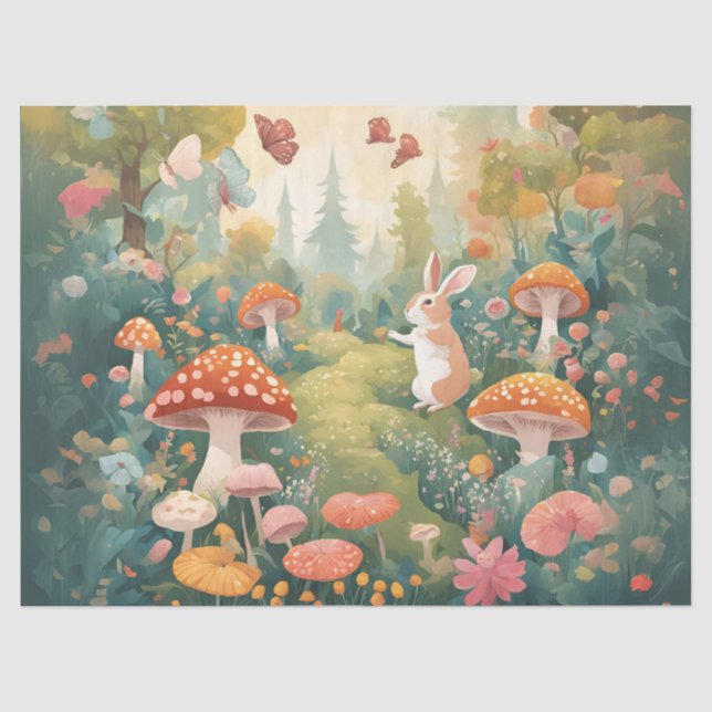 Whimsical Mushroom Garden Tissue Paper (Front)
