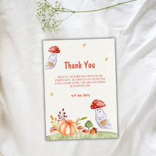 Whimsical Mushroom Ghost Fall Baby Shower Thank You Card