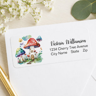 Whimsical Mushroom House Cottage Return Address Label
