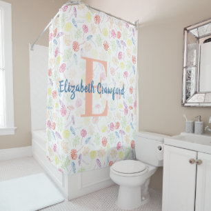 Whimsical Mushroom & Leaf Personalised  Shower Curtain