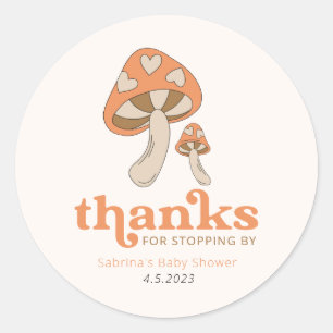 Whimsical Mushroom Orange Brown Earthtone Label