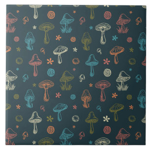 Whimsical Mushroom pattern Ceramic Tile