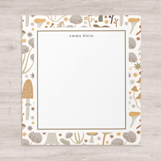 Whimsical Mushroom Pattern Custom Name Notepad (Creator Uploaded)