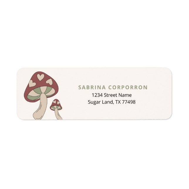 Whimsical Mushroom Sage Green  Return Address Label (Front)