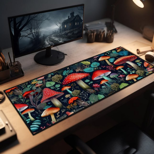 Whimsical Mushroom Woodland Forest Large Desk Mat (Creator Uploaded)