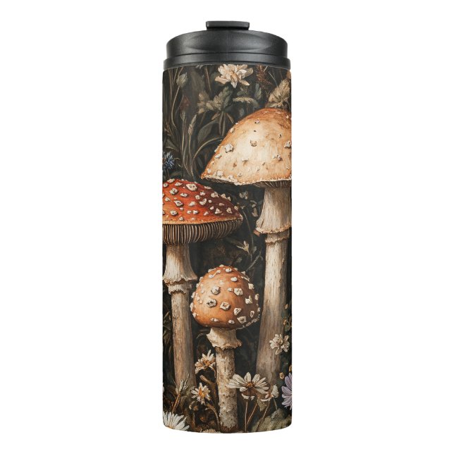 Whimsical Mushrooms and Wildflowers Botanical Thermal Tumbler (Front)