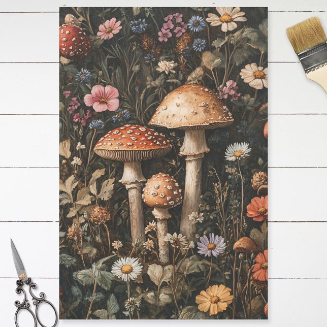Whimsical Mushrooms and Wildflowers Decoupage Tissue Paper (Creator Uploaded)