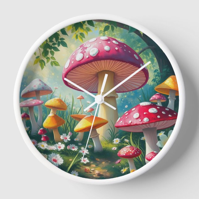 Whimsical Mushrooms Enchanted Forest  Clock (Front)