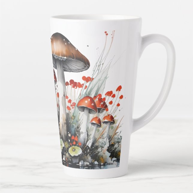Whimsical Mushrooms Fungi Patch Latte Mug (Right)