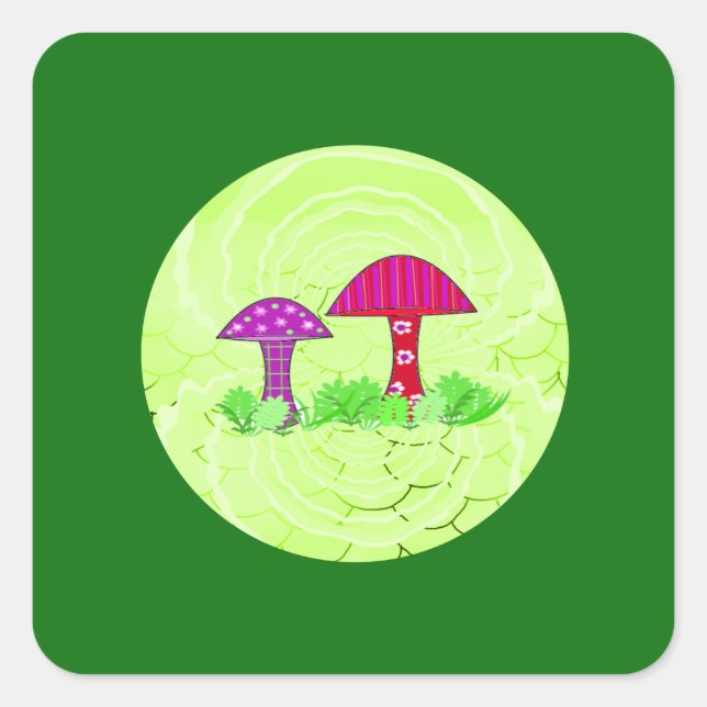Whimsical Mushrooms Stickers (Front)