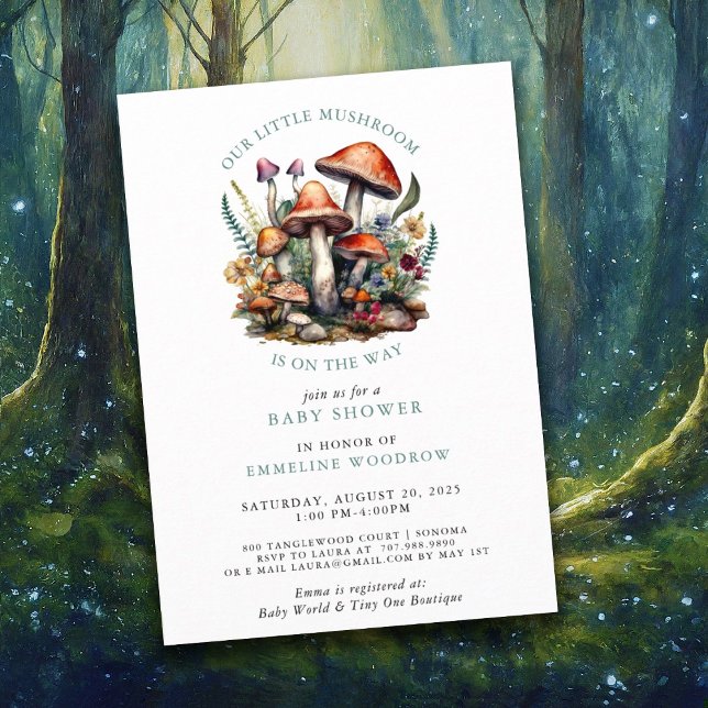 Whimsical Mushrooms Woodland Baby Shower Invitation (Creator Uploaded)