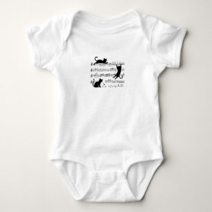 Whimsical Musical Cats on Sheet Music Baby Bodysuit