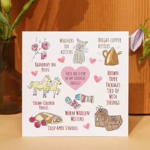 Whimsical My Favourite Things Hand-Drawn Valentine Holiday Card