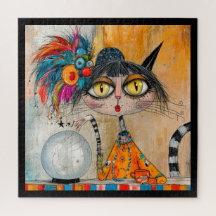 Whimsical Mystic Fortune Teller Cat