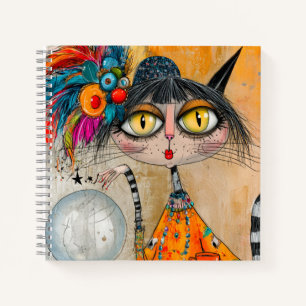 Whimsical Mystic Fortune Teller Cat Notebook
