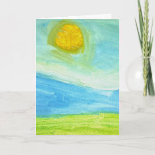 Whimsical Naive Art Sun Landscape Card