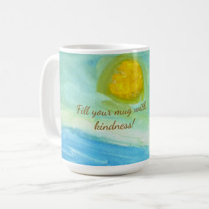 Whimsical Naive Art Sun Landscape Coffee Mug