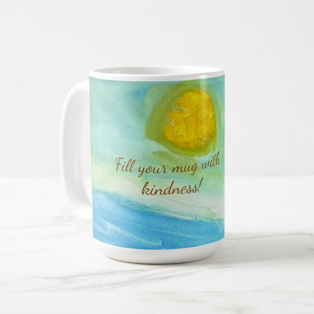 Whimsical Naive Art Sun Landscape Coffee Mug (Front Left)