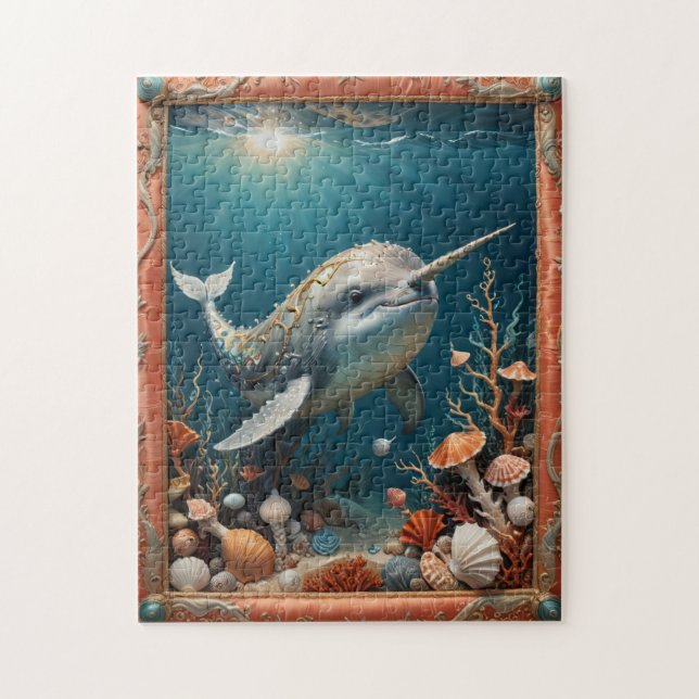 Whimsical Narwhal in the Ocean Jigsaw Puzzle (Vertical)