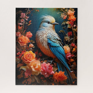 Whimsical Nature Blue Bird Jigsaw Puzzle