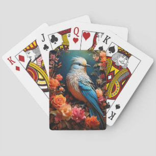 Whimsical Nature Blue Bird Playing Cards