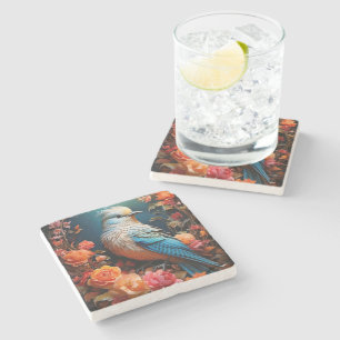 Whimsical Nature Blue Bird Stone Coaster