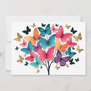Whimsical Nature Butterfly Tree of Life Holiday Card